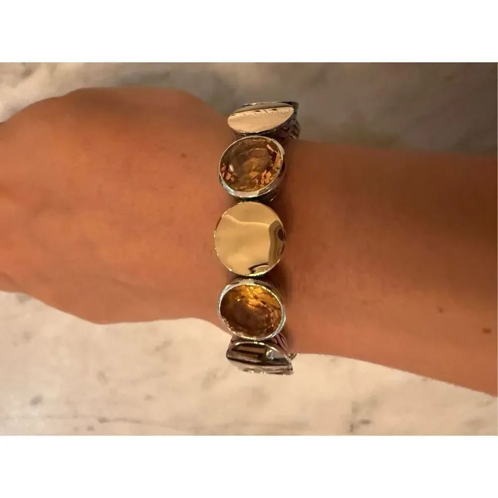John Hardy Citrine Dot 18k and Sterling flex dot cuff